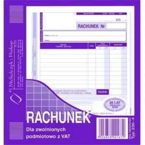 rachunek dla zwolnionych podmiotowo z vat