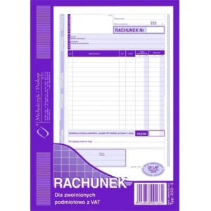 rachunek dla zwolnionych podmiotowo z vat