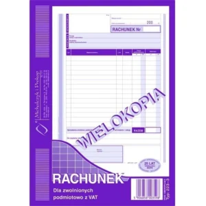 rachunek dla zwolnionych podmiotowo z vat