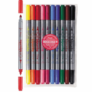 Pisaki dwustronne DOUBLE POINT 10 kol. Fibracolor